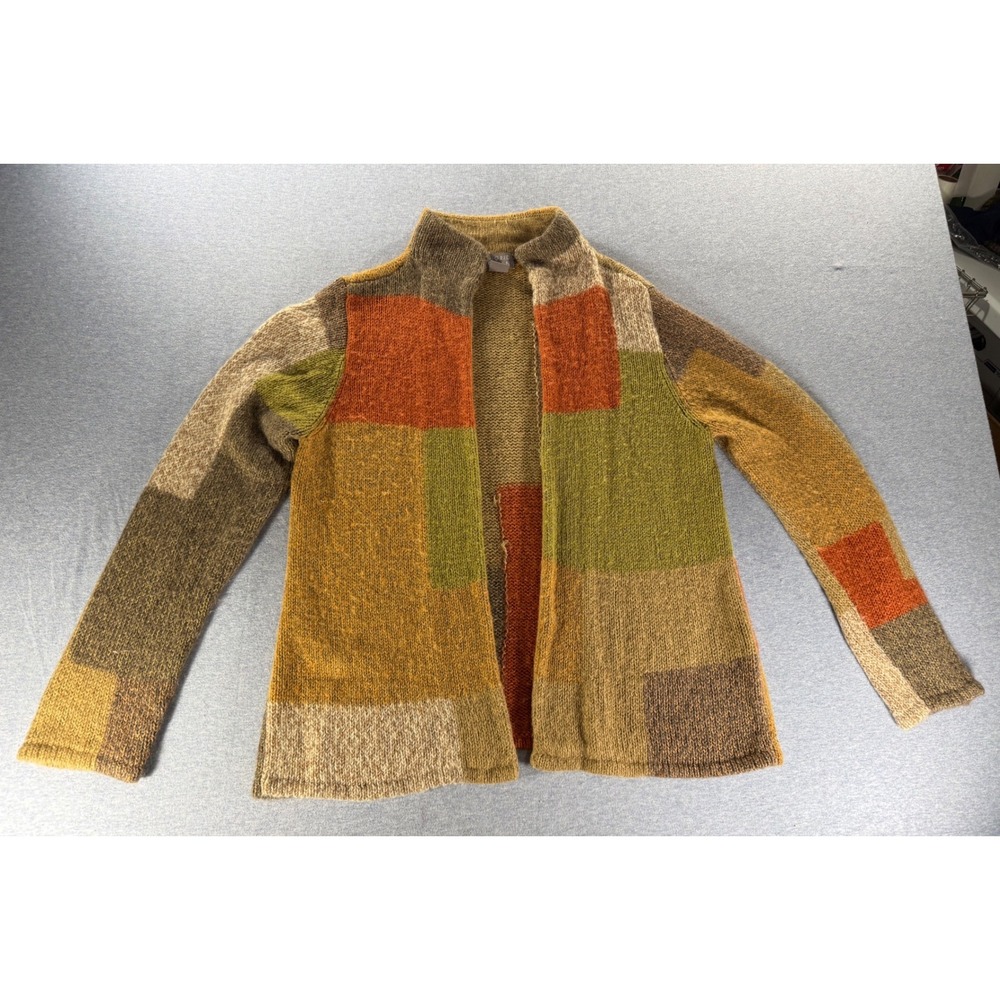 Sigrid Olsen Vintage 2001 Colorblock Patchwork Wool Blend Cardigan Sweater Small